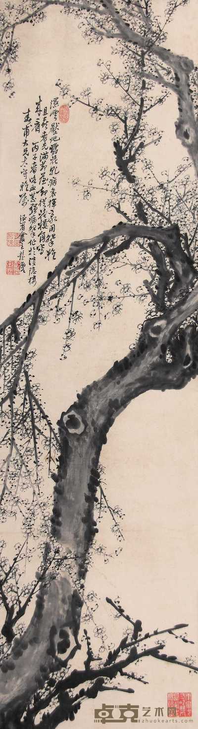 彭玉麟 墨梅 立轴 170×47cm